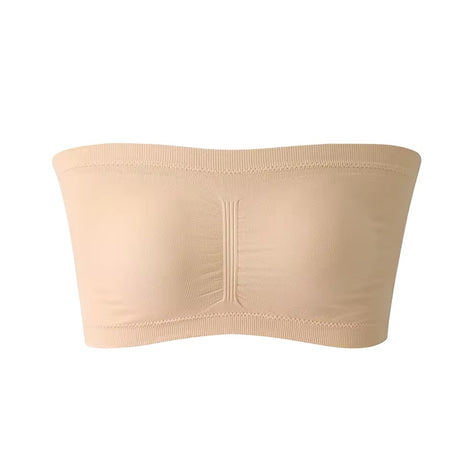Women's Summer Breathable Tube Bralette Solid Pattern Strapless Crop Tops Sexy Bandeau Underwear-Wire Free Thin Knitted