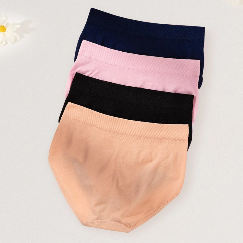 Breathable Solid Knitted Nylon Everyday Women's Hipster Underwear High-Rise Elastic Soft Panties