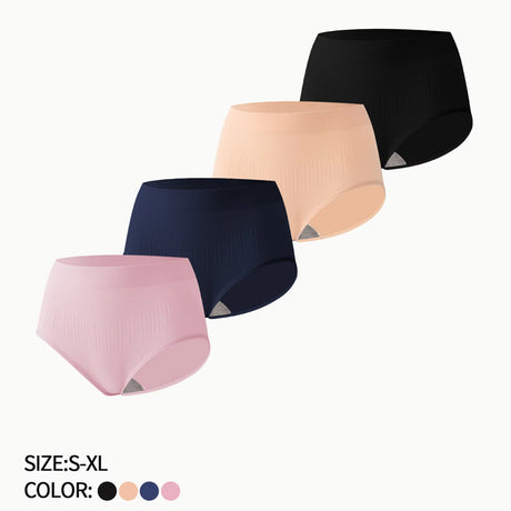Breathable Solid Knitted Nylon Everyday Women's Hipster Underwear High-Rise Elastic Soft Panties