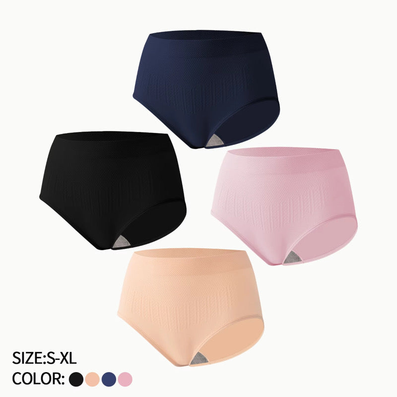 Breathable Solid Knitted Nylon Everyday Women's Hipster Underwear High-Rise Elastic Soft Panties