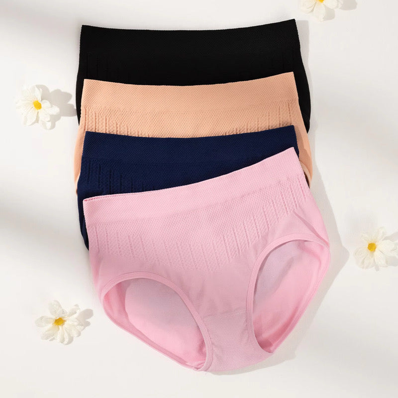 Breathable Solid Knitted Nylon Everyday Women's Hipster Underwear High-Rise Elastic Soft Panties