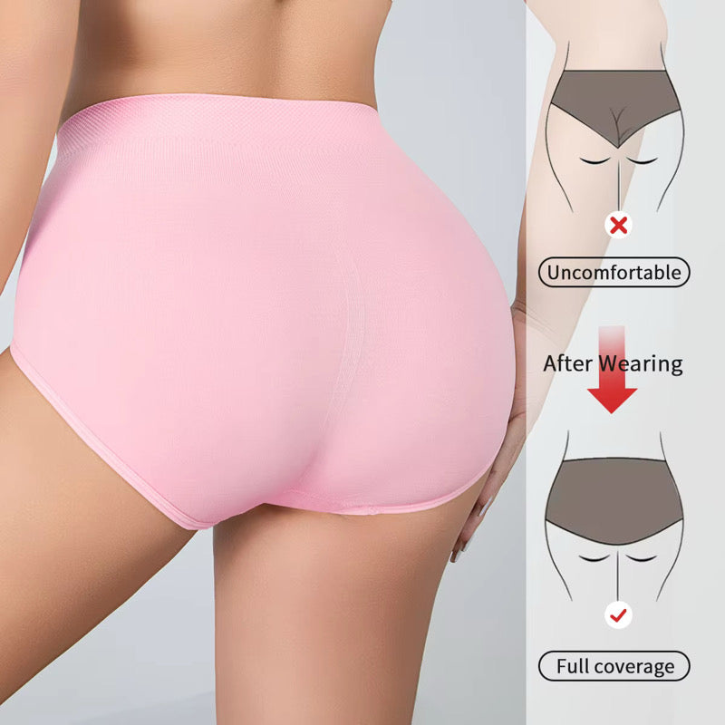 Breathable Solid Knitted Nylon Everyday Women's Hipster Underwear High-Rise Elastic Soft Panties