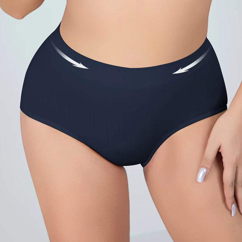 Breathable Solid Knitted Nylon Everyday Women's Hipster Underwear High-Rise Elastic Soft Panties
