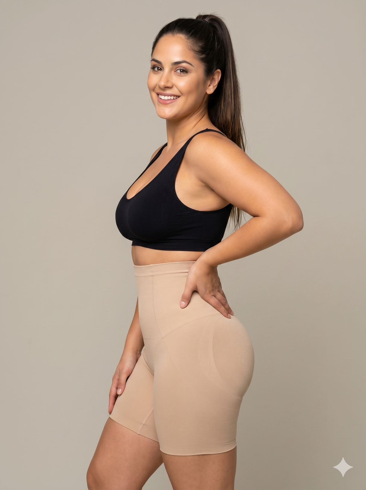Women's High Waist Body Shaper Shorts, Tummy Control, Mid-Thigh Shapewear