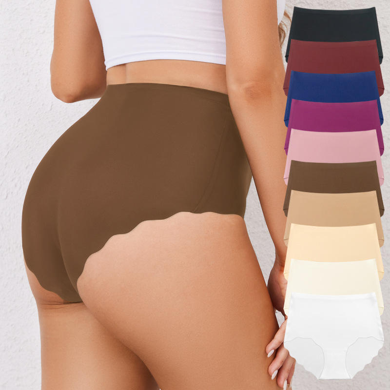 High Waist Ice Silk Brief Underwear Female Traceless Seamless Hipster Panties Breathable Knickers Women Panties