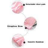 Women's Summer Breathable Tube Bralette Solid Pattern Strapless Crop Tops Sexy Bandeau Underwear-Wire Free Thin Knitted