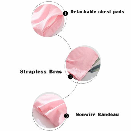 Women's Summer Breathable Tube Bralette Solid Pattern Strapless Crop Tops Sexy Bandeau Underwear-Wire Free Thin Knitted