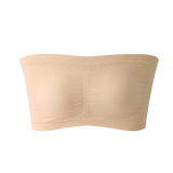 Women's Summer Breathable Tube Bralette Solid Pattern Strapless Crop Tops Sexy Bandeau Underwear-Wire Free Thin Knitted