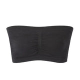 Women's Summer Breathable Tube Bralette Solid Pattern Strapless Crop Tops Sexy Bandeau Underwear-Wire Free Thin Knitted