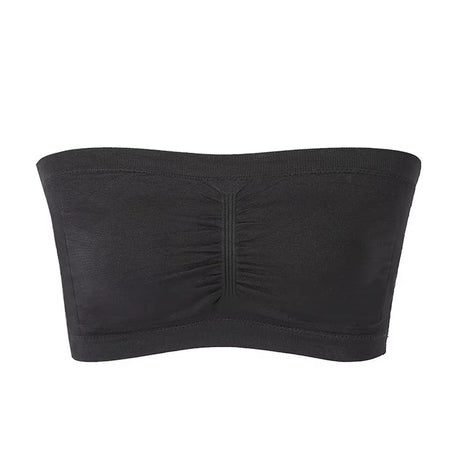 Women's Summer Breathable Tube Bralette Solid Pattern Strapless Crop Tops Sexy Bandeau Underwear-Wire Free Thin Knitted