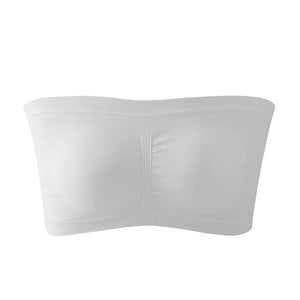 Women's Summer Breathable Tube Bralette Solid Pattern Strapless Crop Tops Sexy Bandeau Underwear-Wire Free Thin Knitted