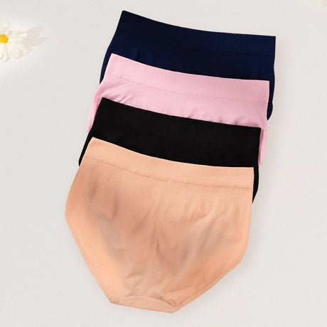 Breathable Solid Knitted Nylon Everyday Women's Hipster Underwear High-Rise Elastic Soft Panties