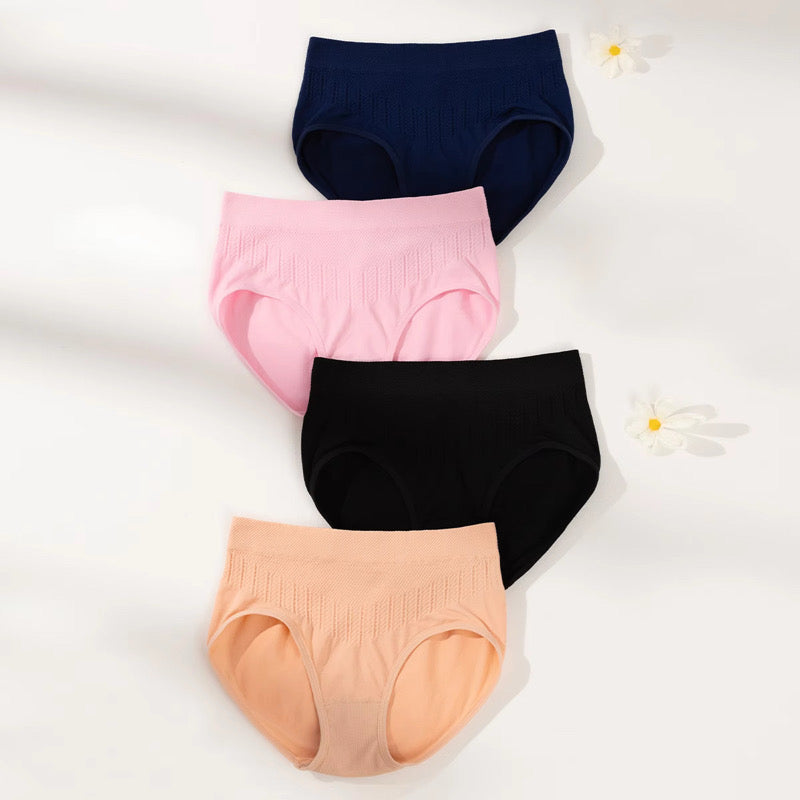 Breathable Solid Knitted Nylon Everyday Women's Hipster Underwear High-Rise Elastic Soft Panties