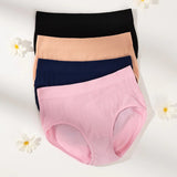 Breathable Solid Knitted Nylon Everyday Women's Hipster Underwear High-Rise Elastic Soft Panties