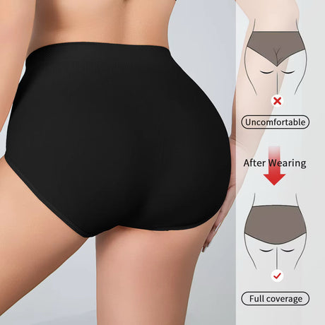 Breathable Solid Knitted Nylon Everyday Women's Hipster Underwear High-Rise Elastic Soft Panties