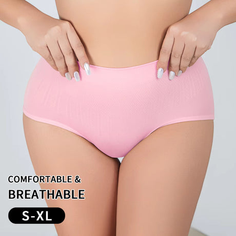 Breathable Solid Knitted Nylon Everyday Women's Hipster Underwear High-Rise Elastic Soft Panties