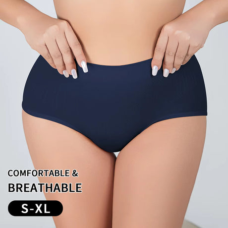 Breathable Solid Knitted Nylon Everyday Women's Hipster Underwear High-Rise Elastic Soft Panties