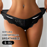 Women's Sexy Lace Thong V-Shaped Waist Head Design Briefs Custom Label Logo Breathable Seamless Underwear Panty