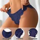 Women's Sexy Lace Thong V-Shaped Waist Head Design Briefs Custom Label Logo Breathable Seamless Underwear Panty
