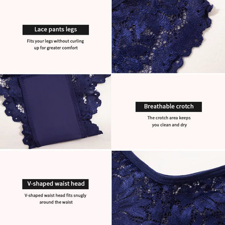 Women's Sexy Lace Thong V-Shaped Waist Head Design Briefs Custom Label Logo Breathable Seamless Underwear Panty