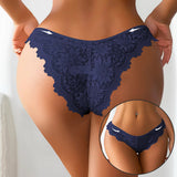 Women's Sexy Lace Thong V-Shaped Waist Head Design Briefs Custom Label Logo Breathable Seamless Underwear Panty