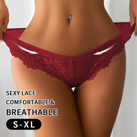 Women's Sexy Lace Thong V-Shaped Waist Head Design Briefs Custom Label Logo Breathable Seamless Underwear Panty