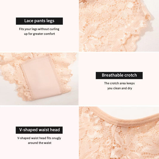 Women's Sexy Lace Thong V-Shaped Waist Head Design Briefs Custom Label Logo Breathable Seamless Underwear Panty