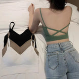 New Sexy Brassiere Wireless Bralette Sports Yoga Bra U X-cross Back Tube Top Wrapped Chest Girl Lady Vest Seamless Bra Tube Top