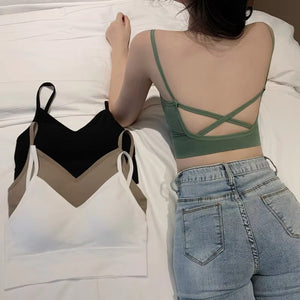 New Sexy Brassiere Wireless Bralette Sports Yoga Bra U X-cross Back Tube Top Wrapped Chest Girl Lady Vest Seamless Bra Tube Top