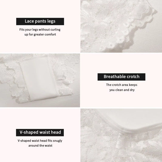 Women's Sexy Lace Thong V-Shaped Waist Head Design Briefs Custom Label Logo Breathable Seamless Underwear Panty
